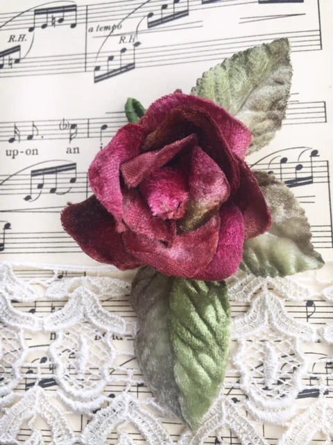 velvet rose. small velvet rose. millinery supplies.