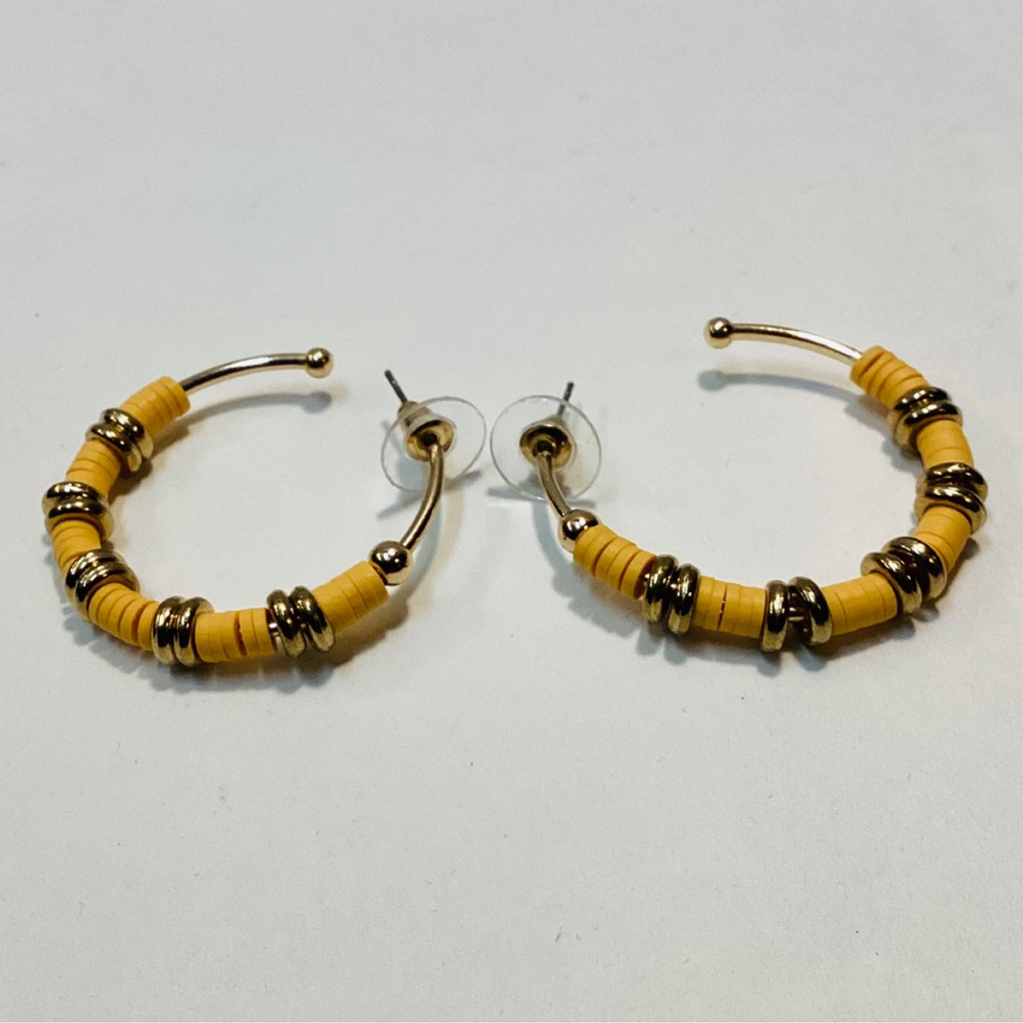 Gold Hoop Earrings with Yellow Beads