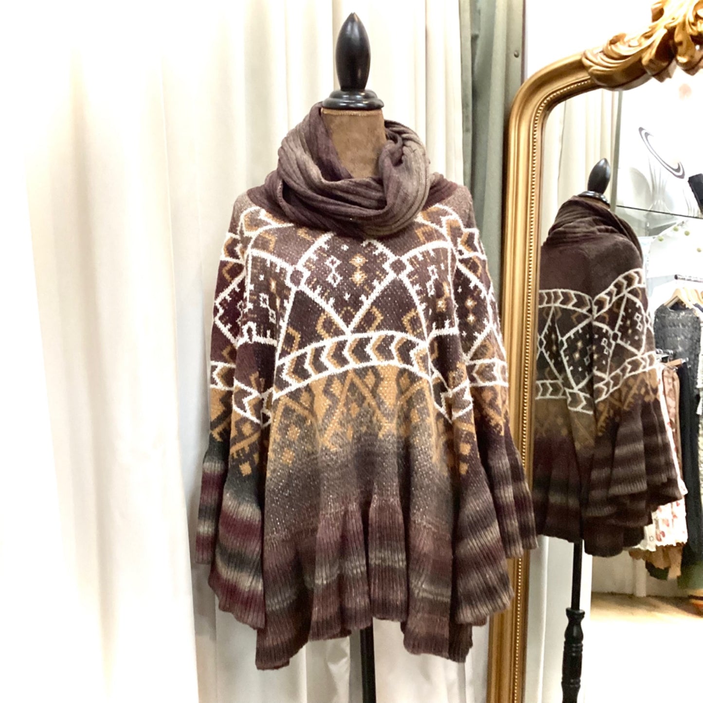 Knitted Poncho Wine