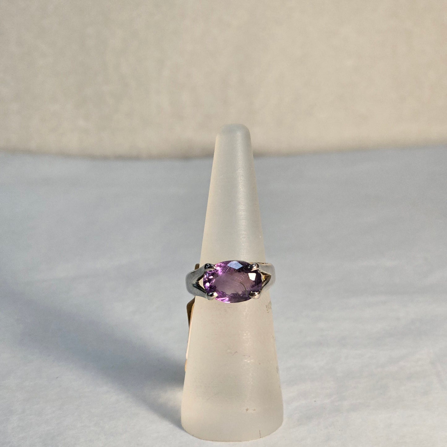 Sterling Silver and Amethyst Oval Side Ring
