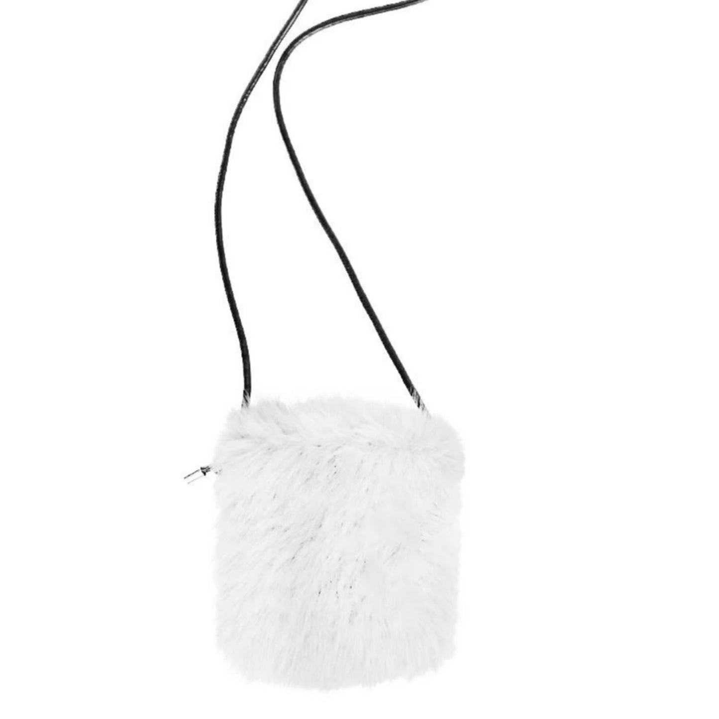 Faux Fur Cross Body Bag - White