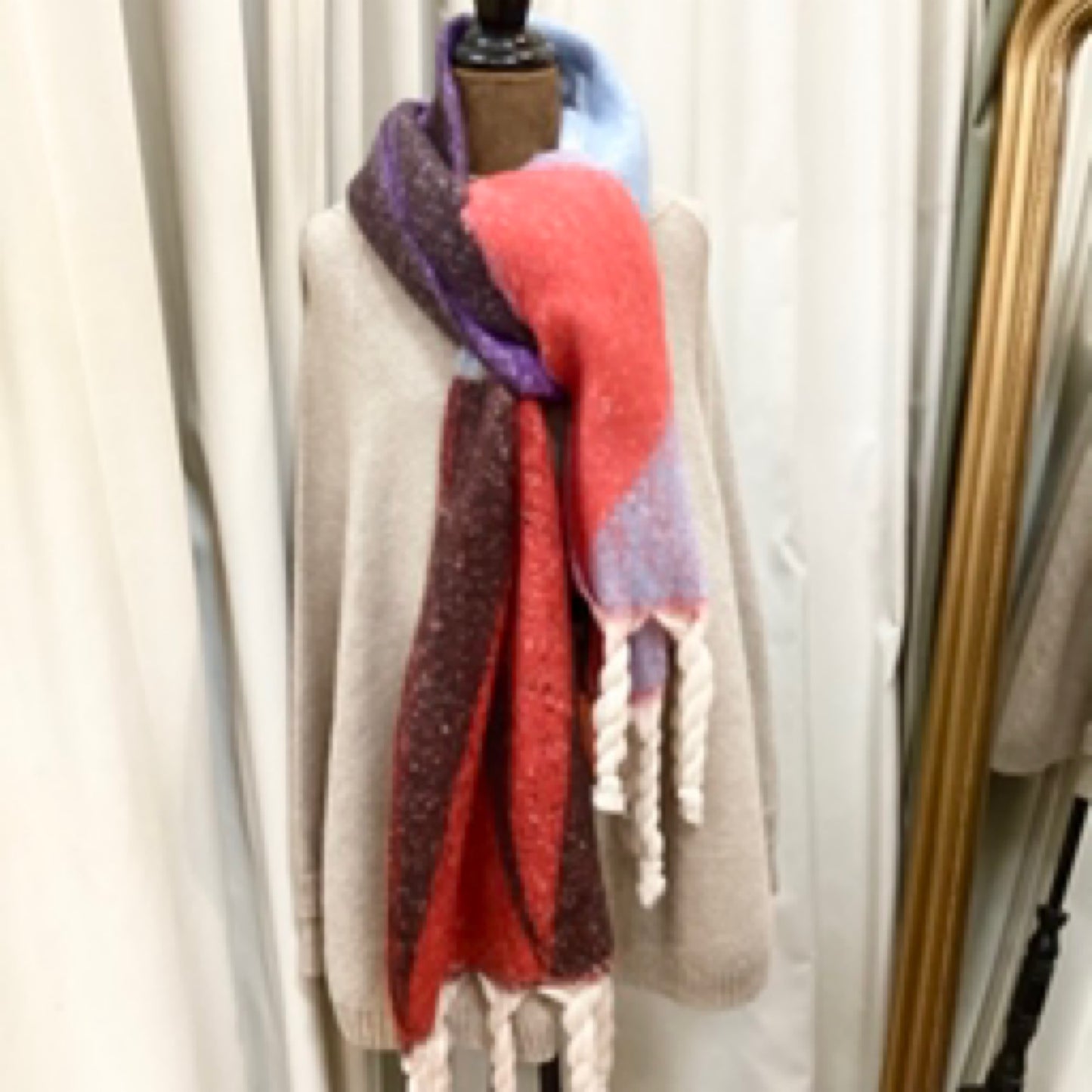 Ebony Winter Scarf - Red Blue