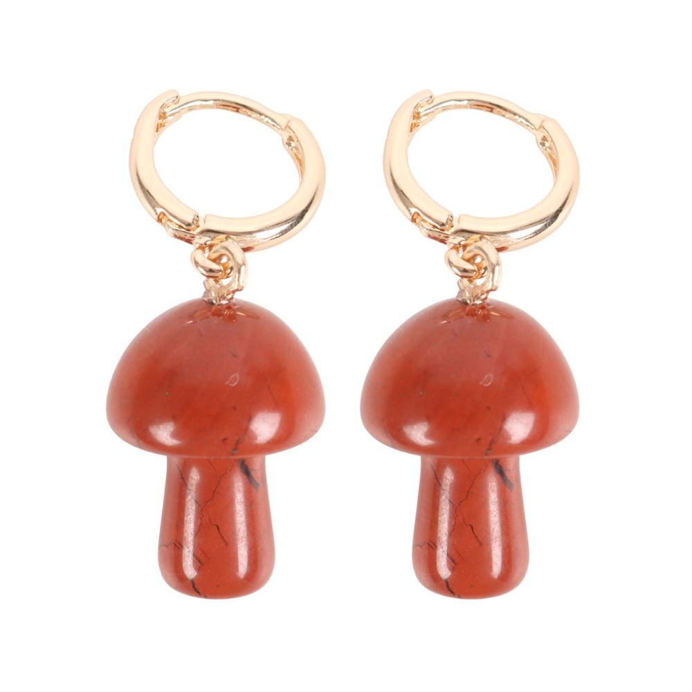 Mushroom Earrings - Red Jasper
