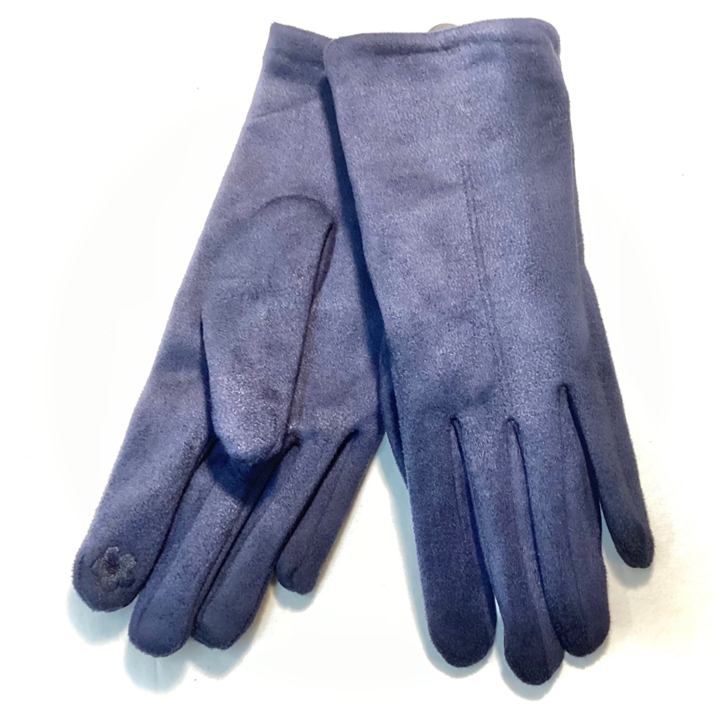 Plain Suede Gloves - Navy