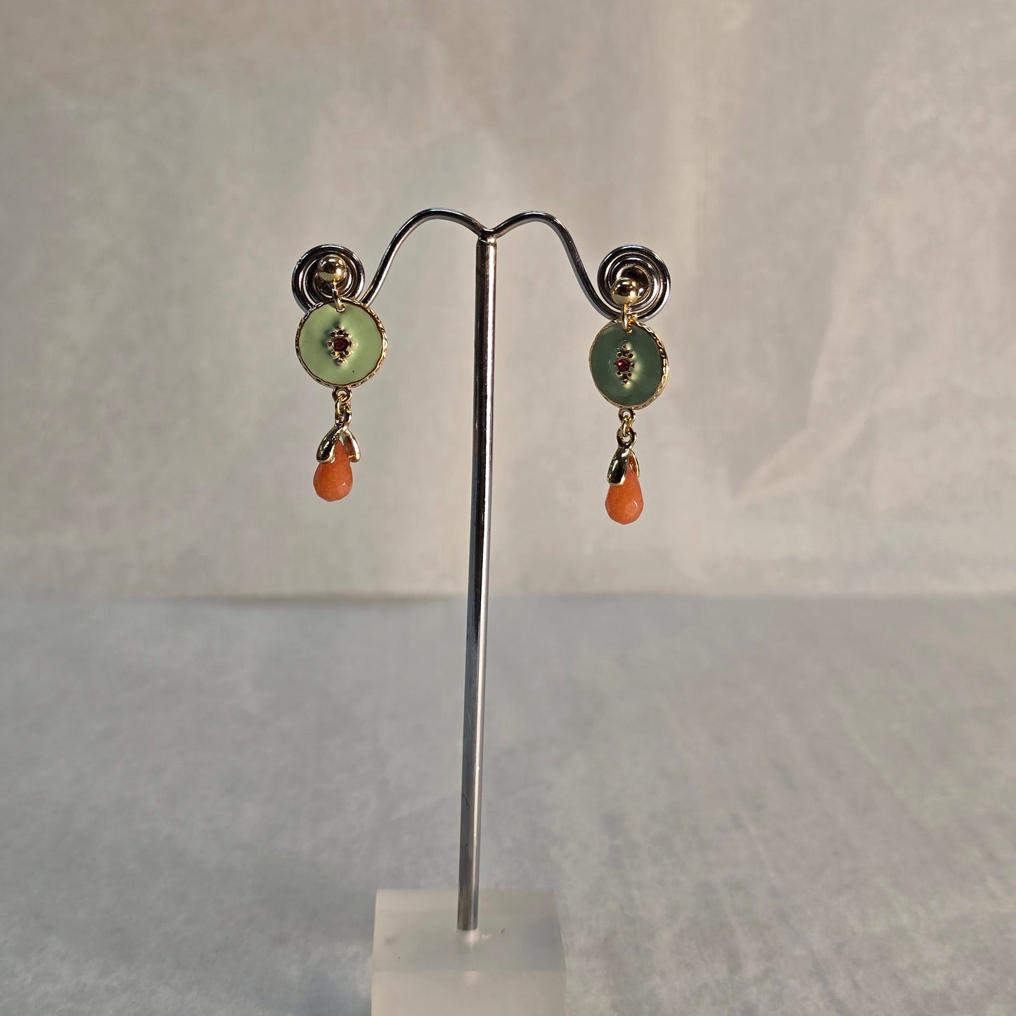 Gold Plated Teal Earrings