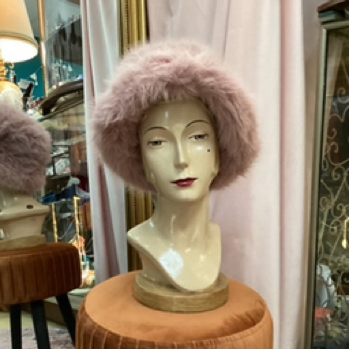 Faux Fur Bucket Hat - Rose