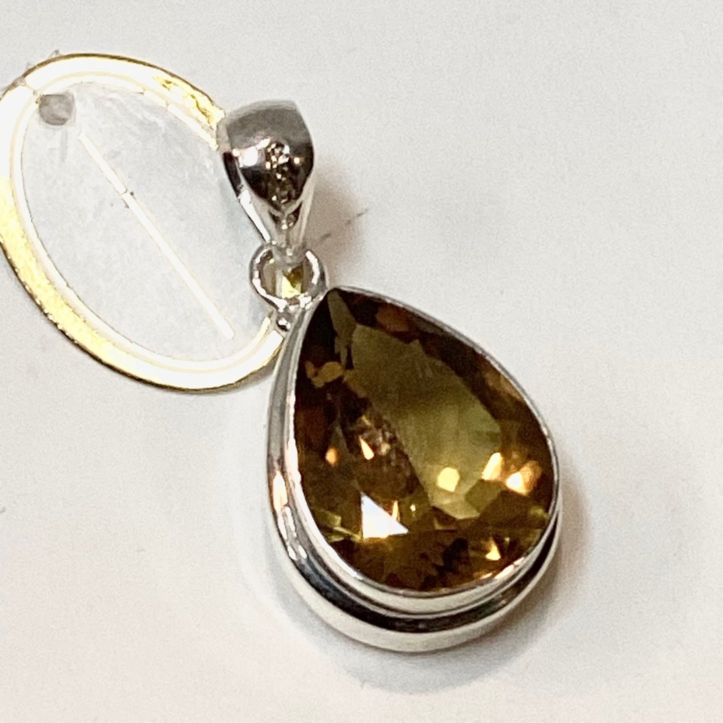 Large Citrine Teardrop and Sterling Silver Pendant
