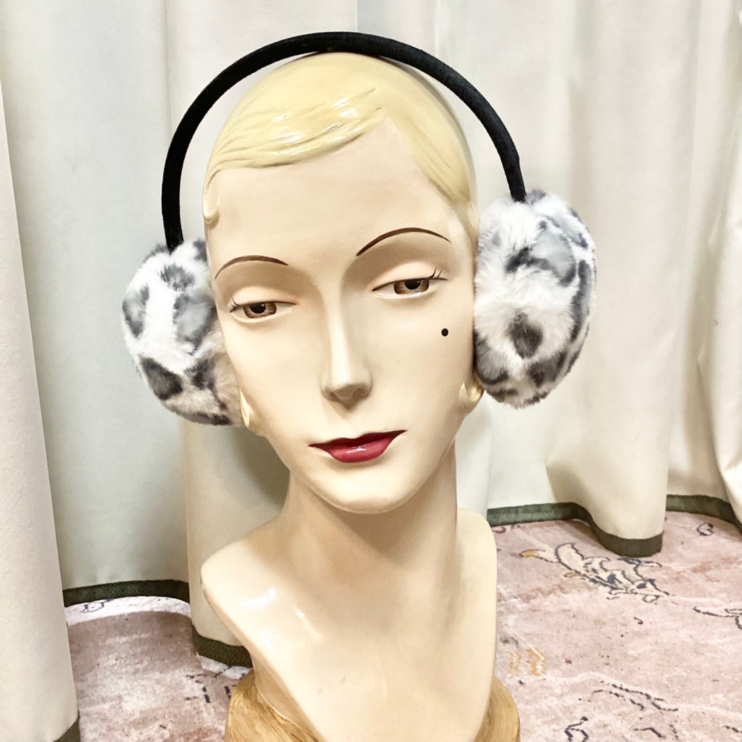 Fluffy Black And White Ear Warmers