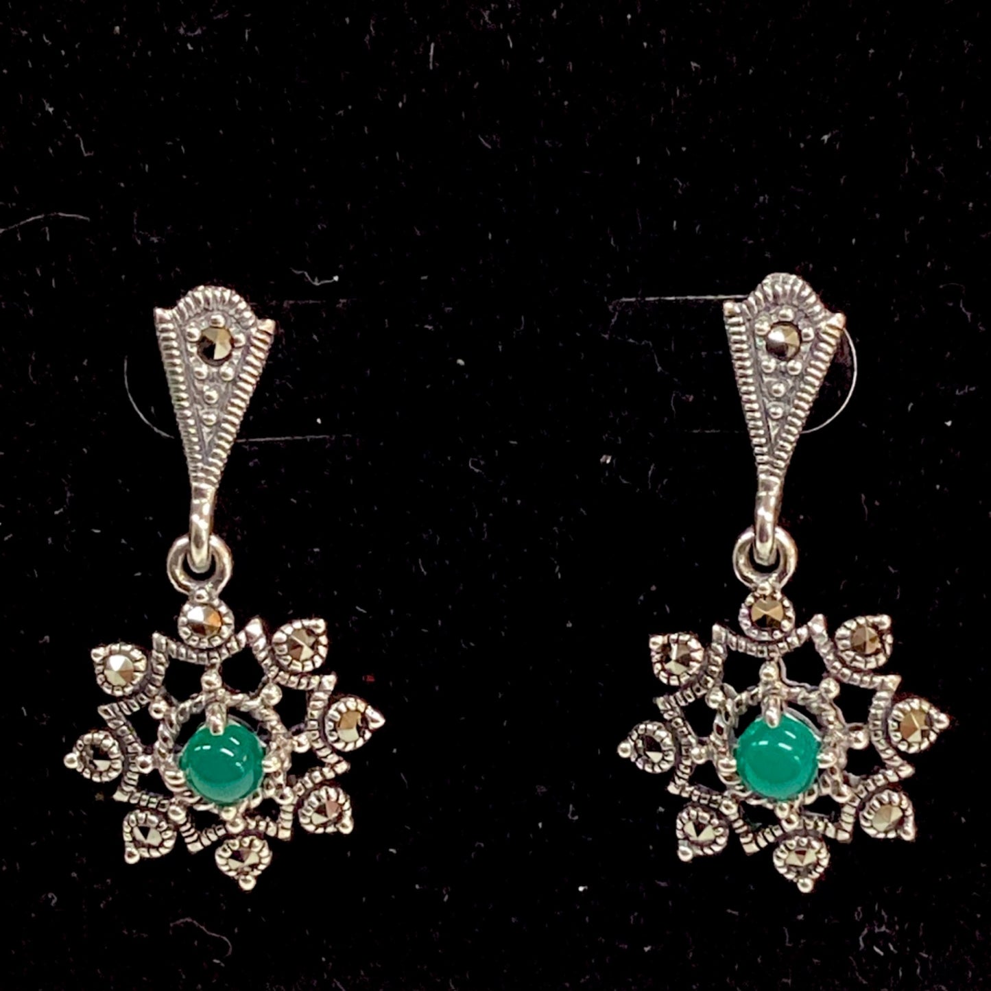 Sterling Silver and Green Agate Earrings