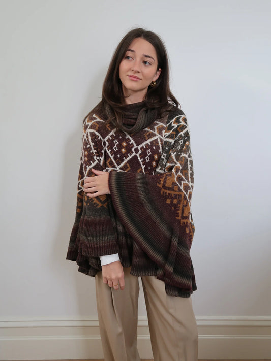 Knitted Poncho Wine
