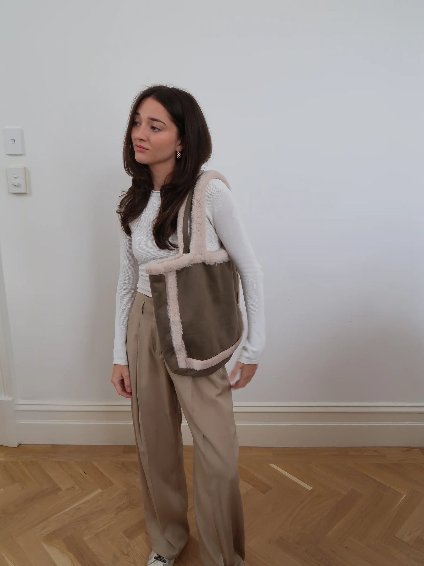 Faux Sheepskin Tote Bag