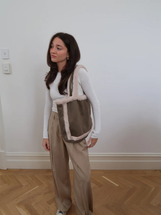 Faux Sheepskin Tote Bag