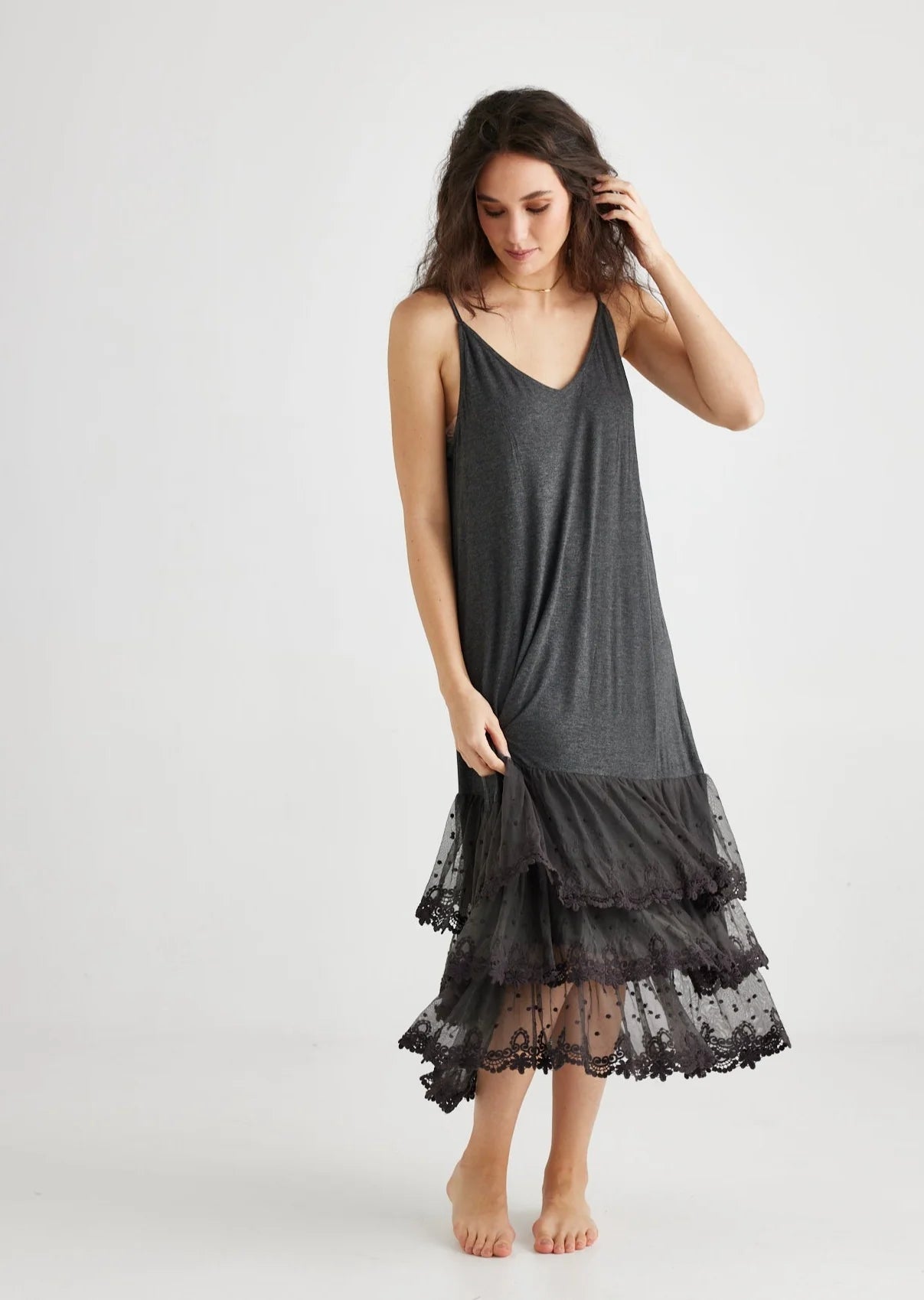 Evangeline Slip Dress Mist Grey