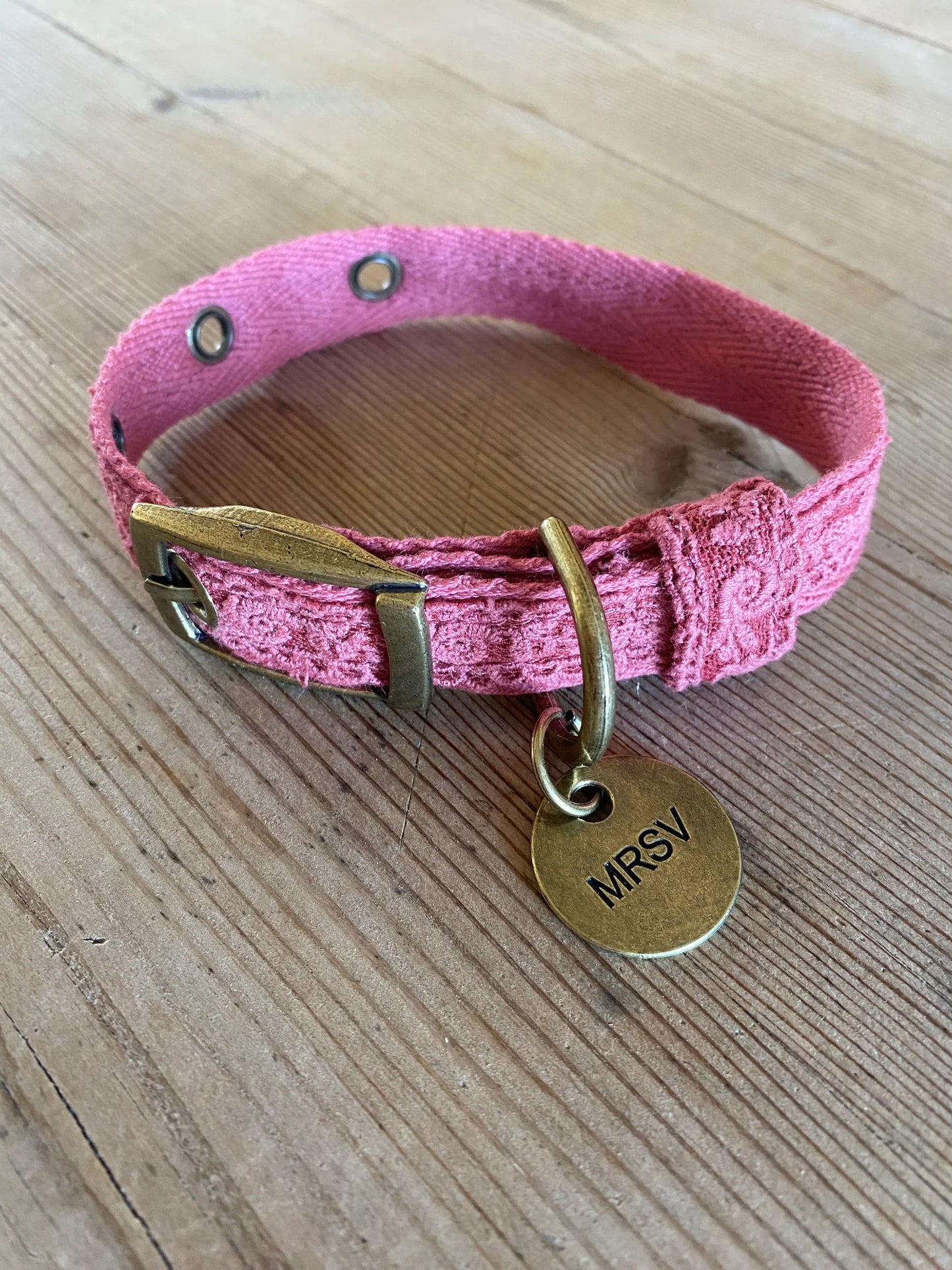 Braid Dog Collar - Rasperry