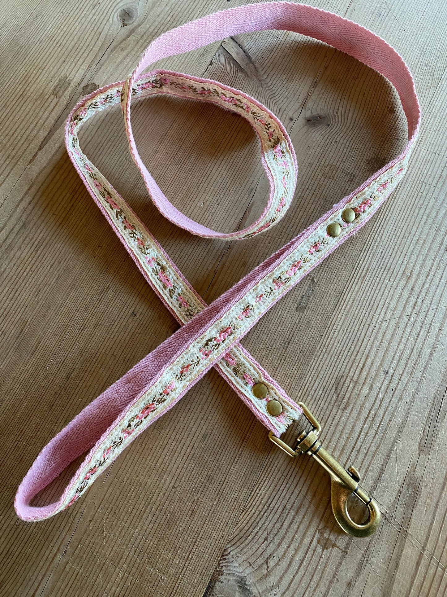 Braid Dog Leash - Pink Floral