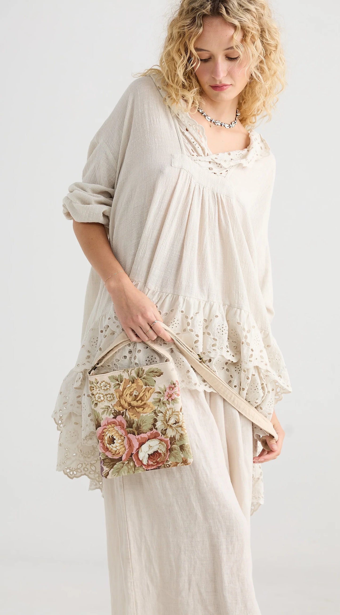 Kestrel Linen Crossbody Bag Spring Rose