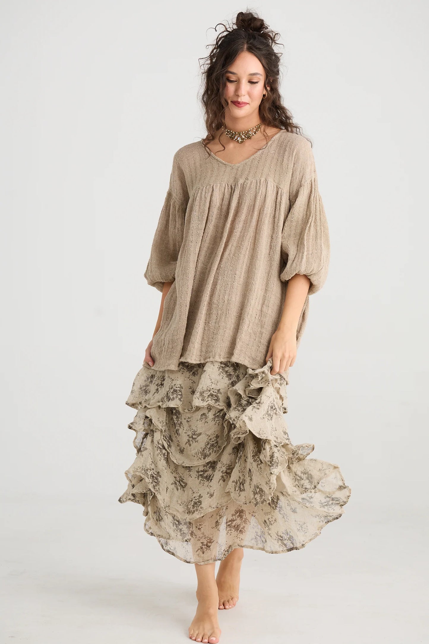 Angelica Ruffled Linen Skirt