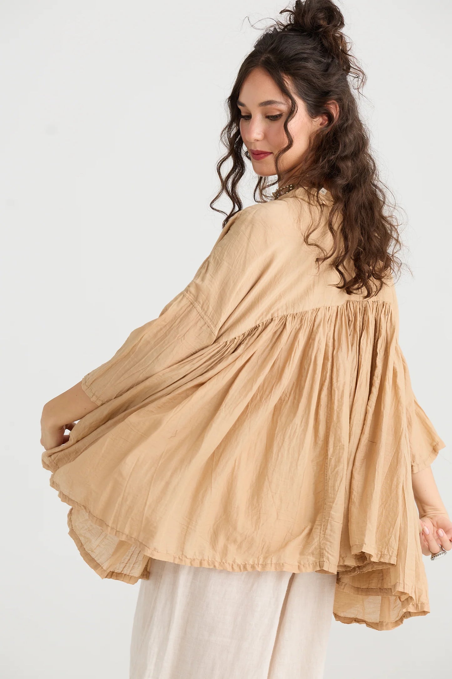 Shalimar Silk & Cotton Top Caramel