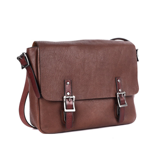Stanley Messenger Bag with Buckles - Brown