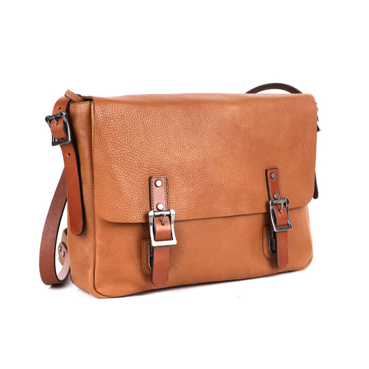 Stanley Messenger Bag with Buckles - Tan