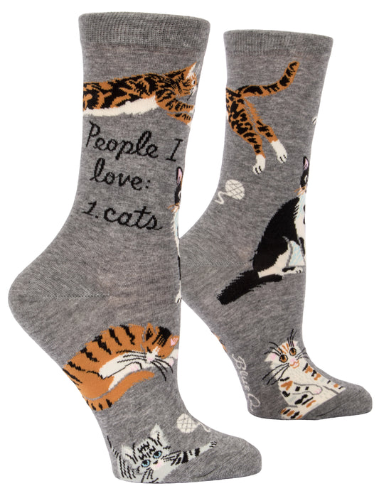 Ladies Crew Socks - People I love, Cats