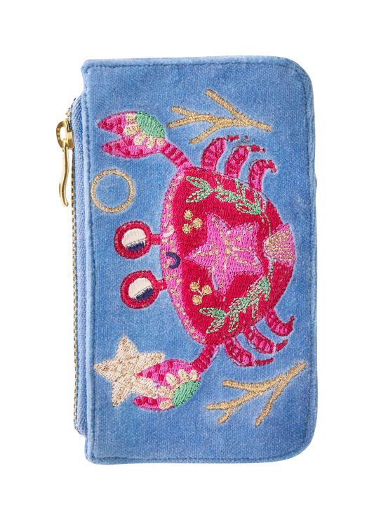 Seafaring Crab Velvet Card Holder