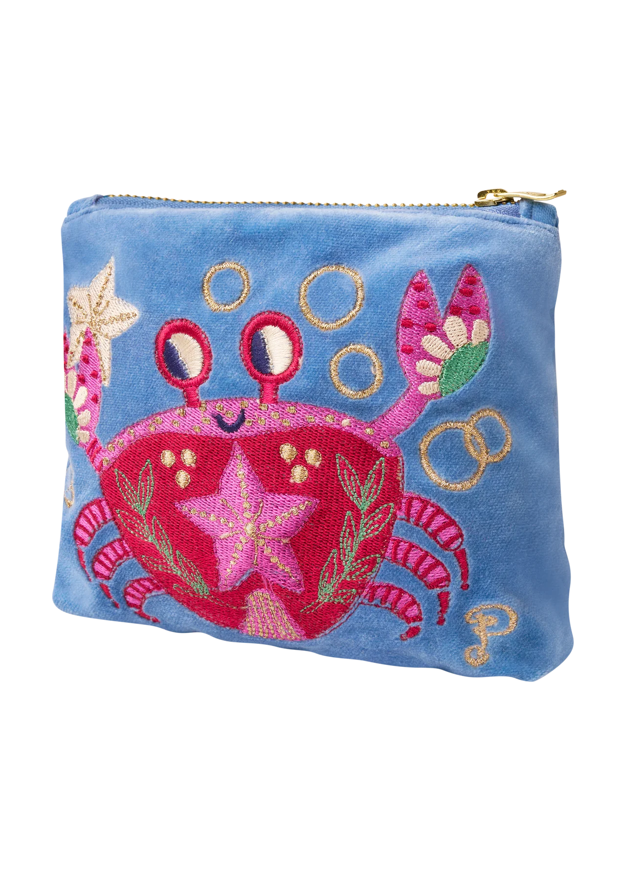 Seafaring Crab Velvet Mini Pouch