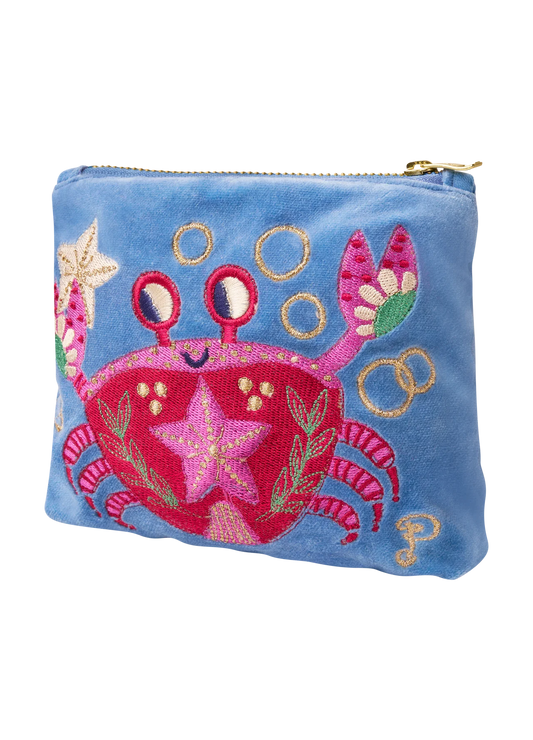 Seafaring Crab Velvet Mini Pouch