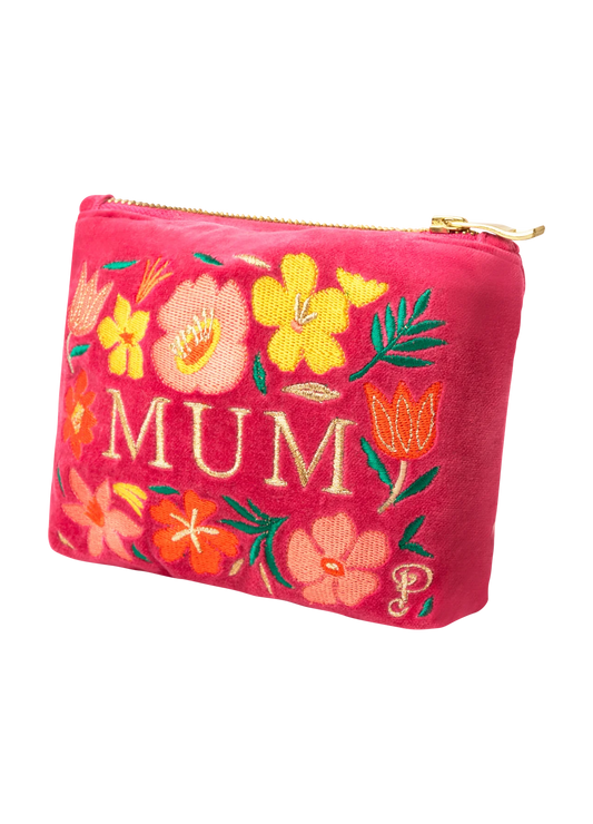 Lovely Mum Velvet Mini Pouch Fuchsia