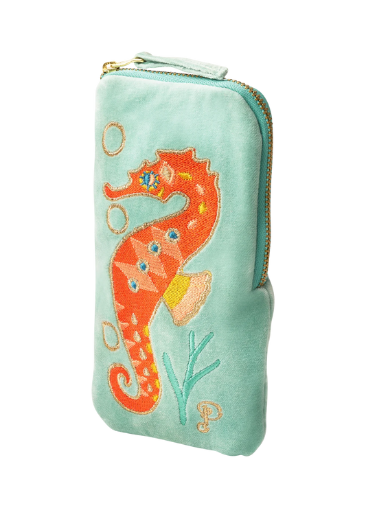 Sparkling Seahorse Velvet Sunglasses Pouch