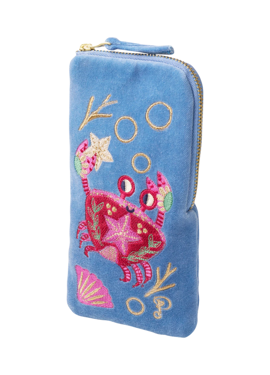 Seafaring Crab Velvet Sunglasses Pouch
