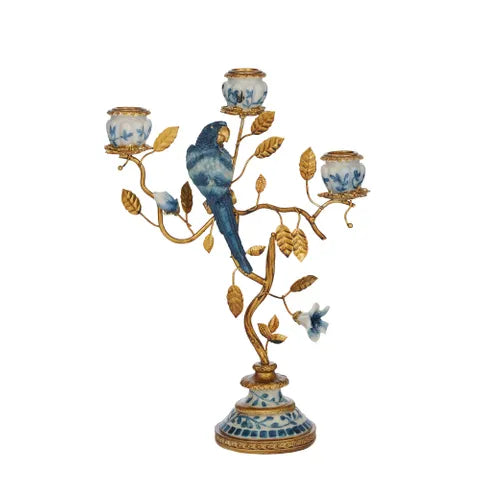 Polly Parrot Resin Candelabra