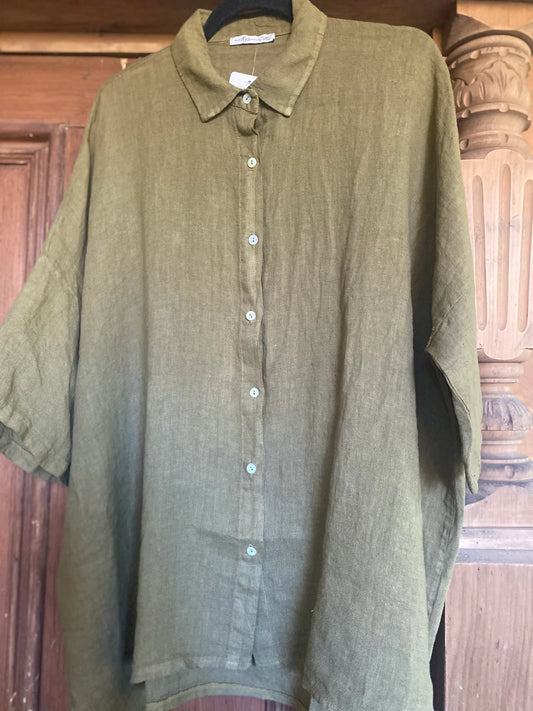 Teddie Shirt Solid Colour Olive