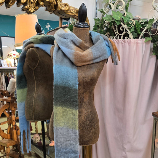 Warm Winter Scarf - Turquoise and Mocha