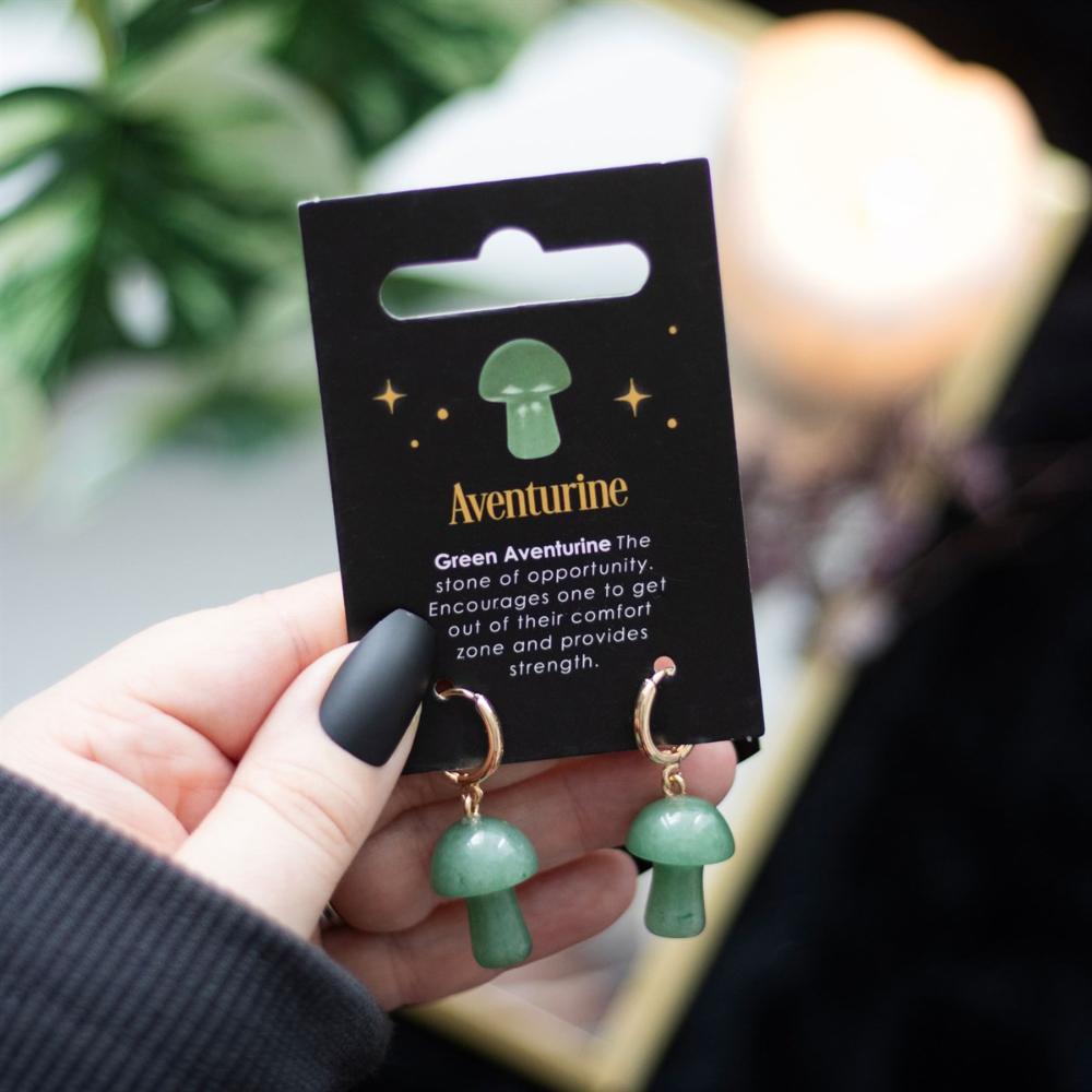 Mushroom Earrings - Aventurine