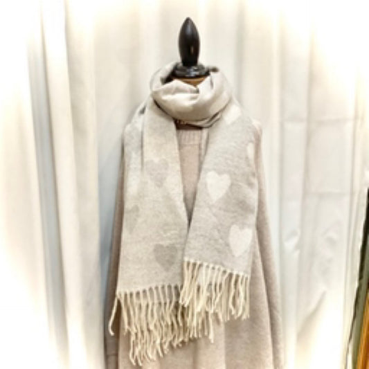 Heart Scarf - Grey