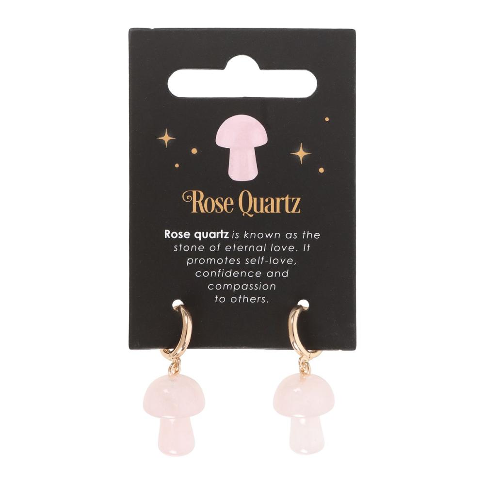 Mushroom Earrings - Rose Quartz