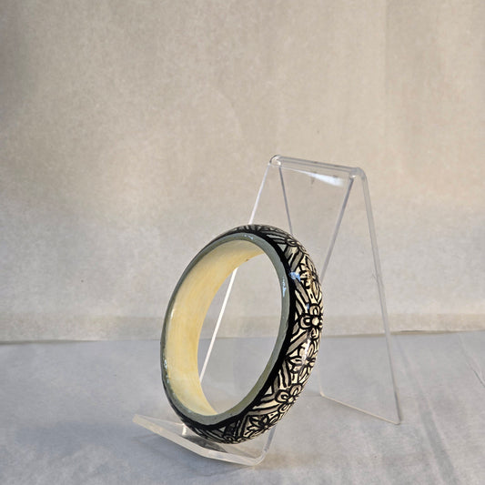 Black and White Painted Bangle Narrow