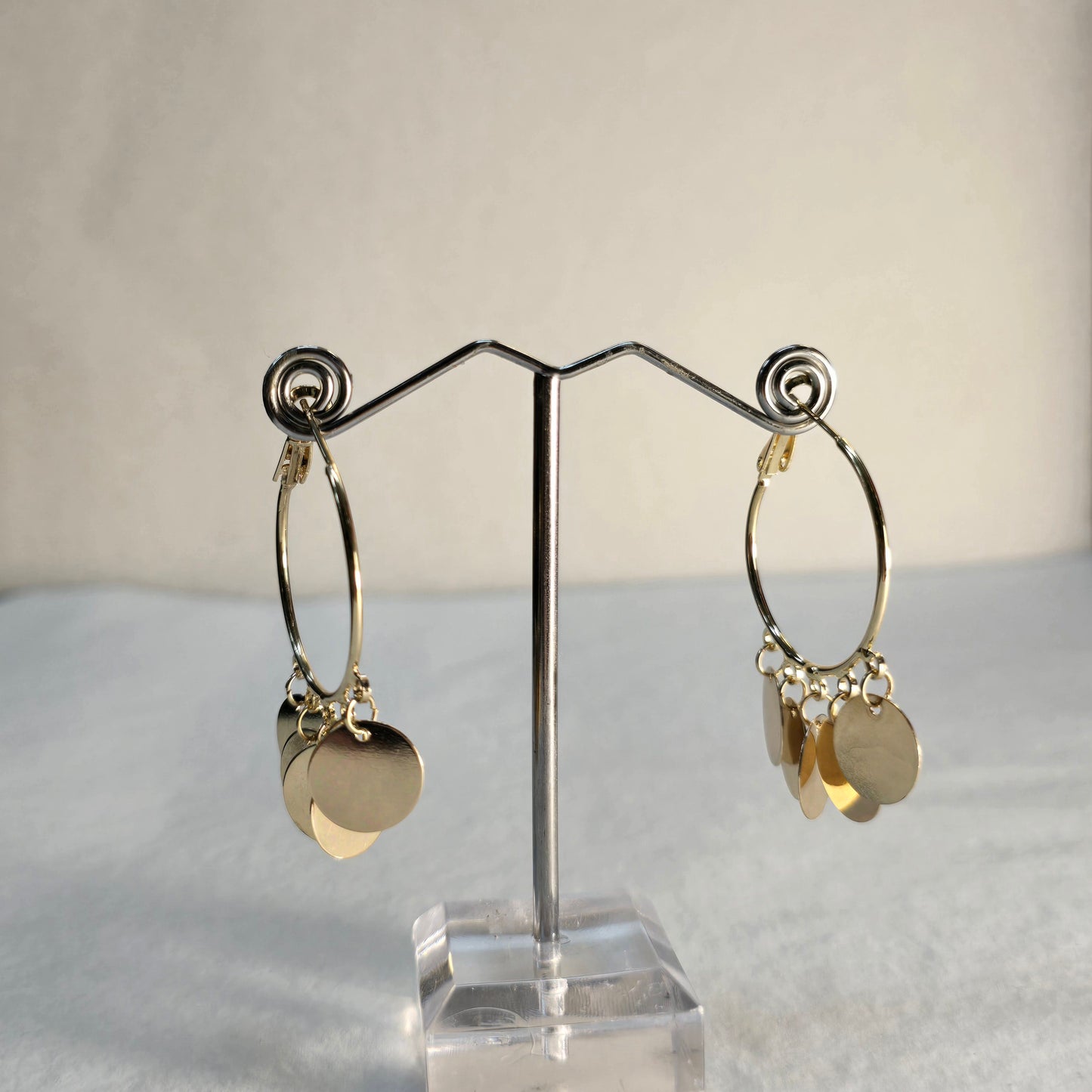 SA Gold Hoop Earrings with Gold Circles