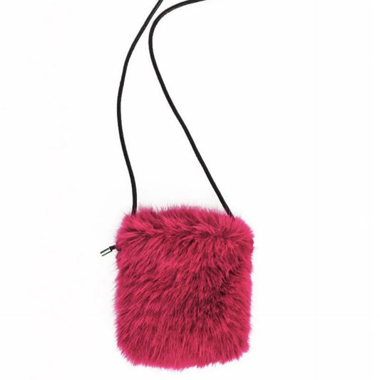 Faux Fur Cross Body Bag - Pink