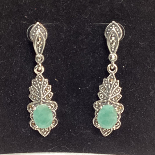 Sterling Silver and Emerald Earrings