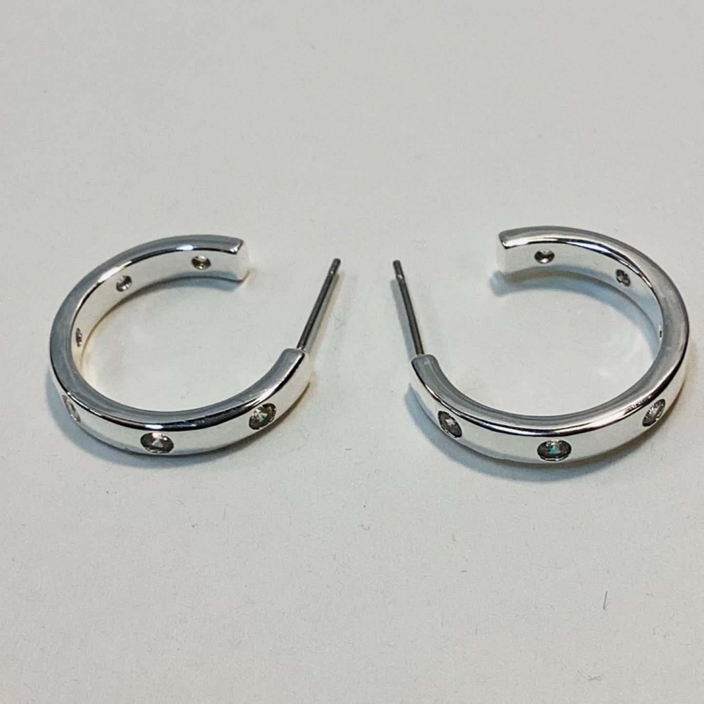 Crystal Station Silver Hoop Earrings