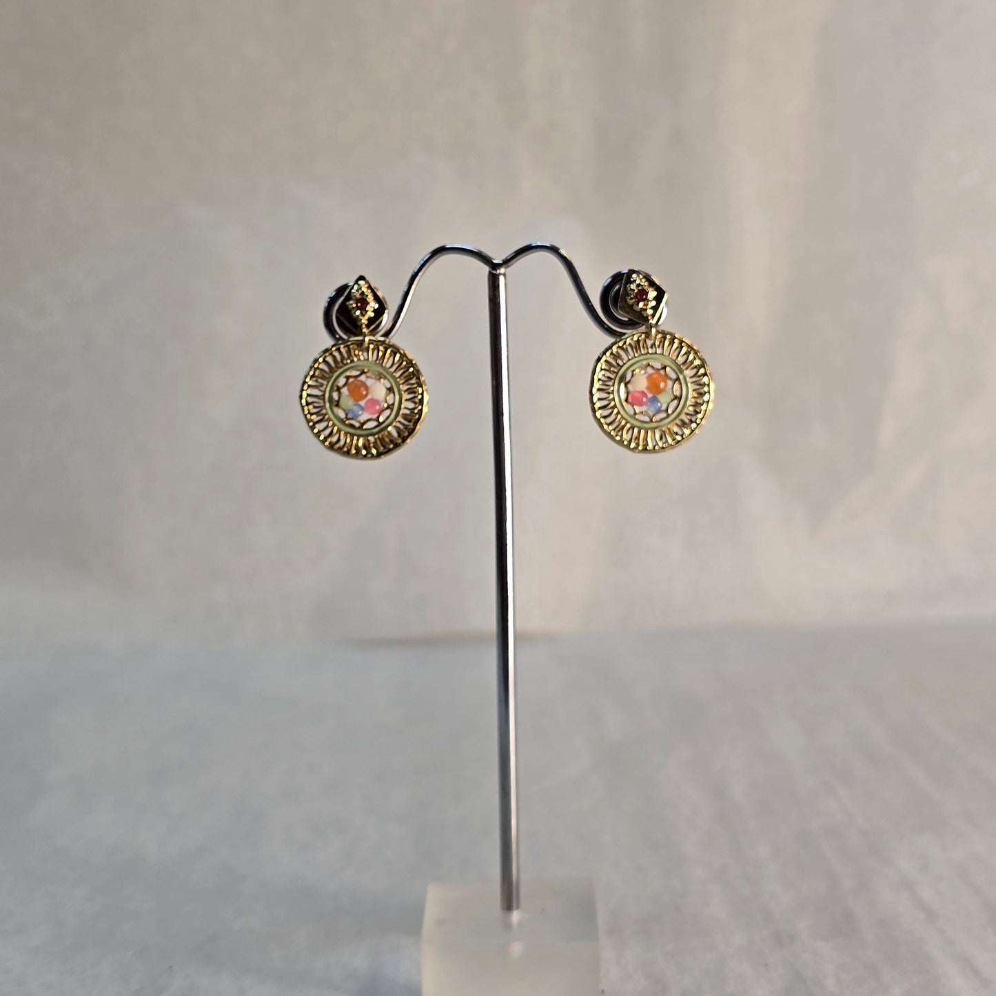 Crystal Beaded Earrings - Gold Plated