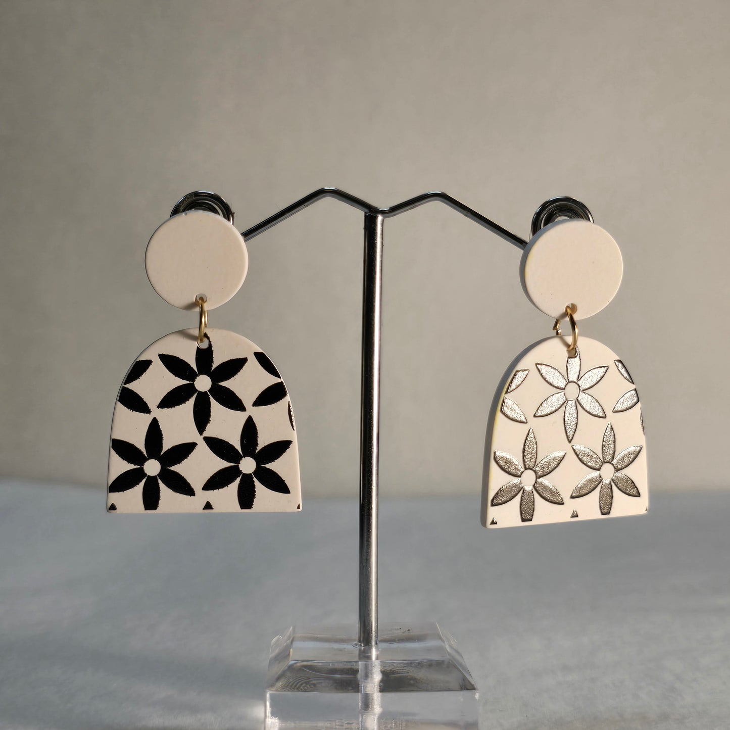 PG Clay Black and White Earrings