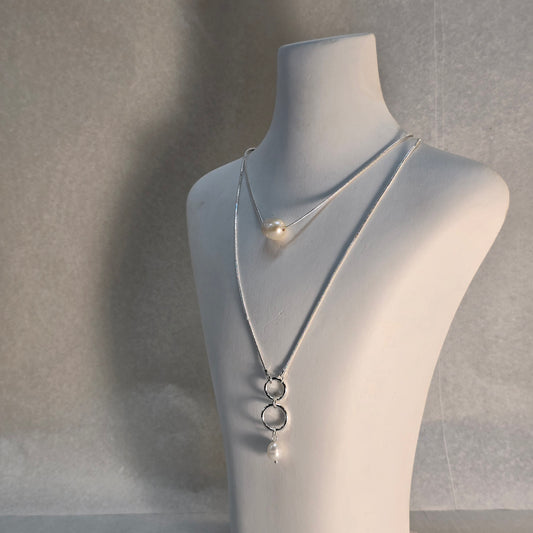Silver Necklace with Pearl