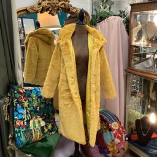 Fake Fur Coat Yellow