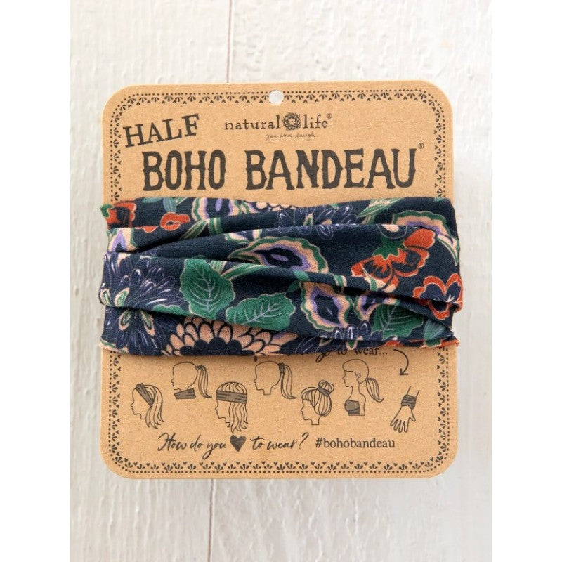 Boho Bandeau Bandana Half Navy Floral