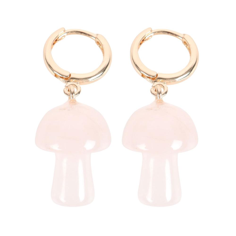 Mushroom Earrings - Rose Quartz