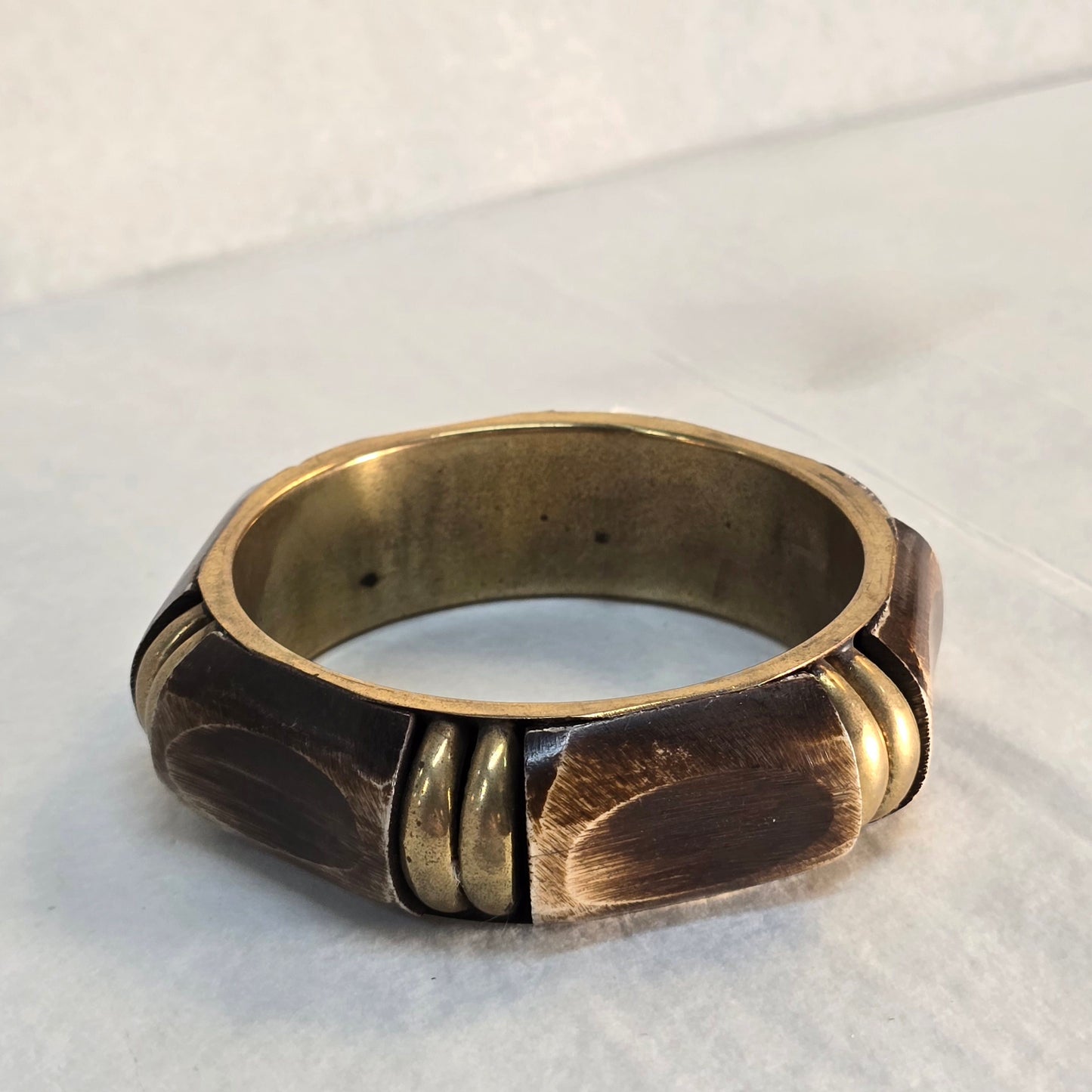Wooden Bangle with Gold
