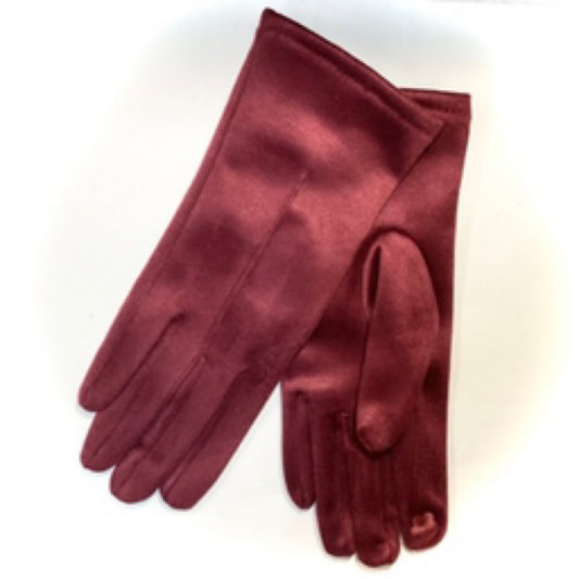 Plain Suede Gloves - Wine